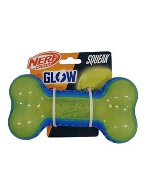 Nerf Dog NF-6242 Glow Squeaky Bone Toy Durable Dog Toy- Brand New